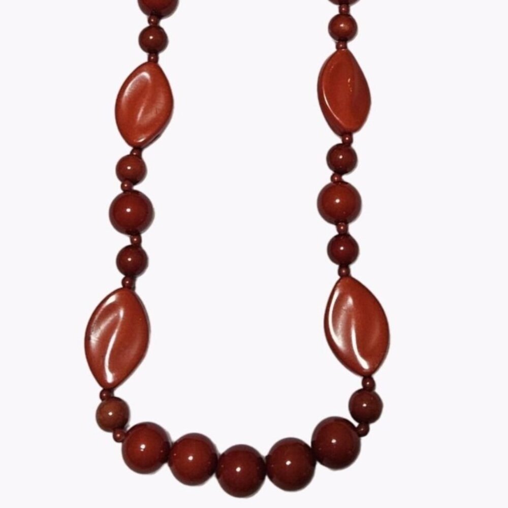 African Inspired Orange Oval Beaded Statement Necklace Boho Fashion Jewelry